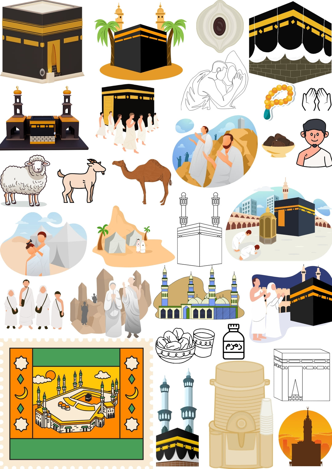 Makkah, Masjid al-Haram, Umrah and Hajj Sticker Sheet